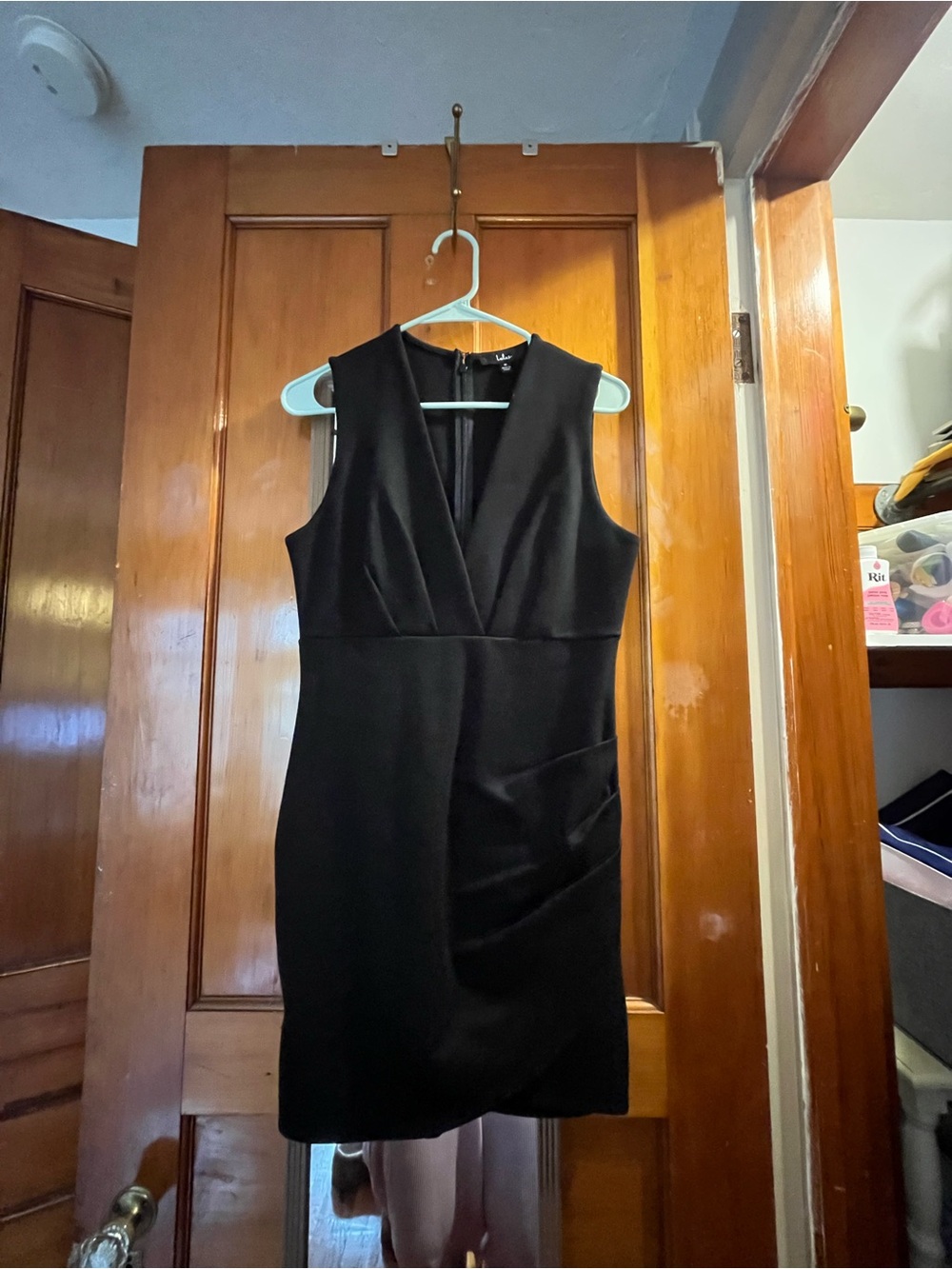Lulu's Sleek Black V-Neck Mini Dress
